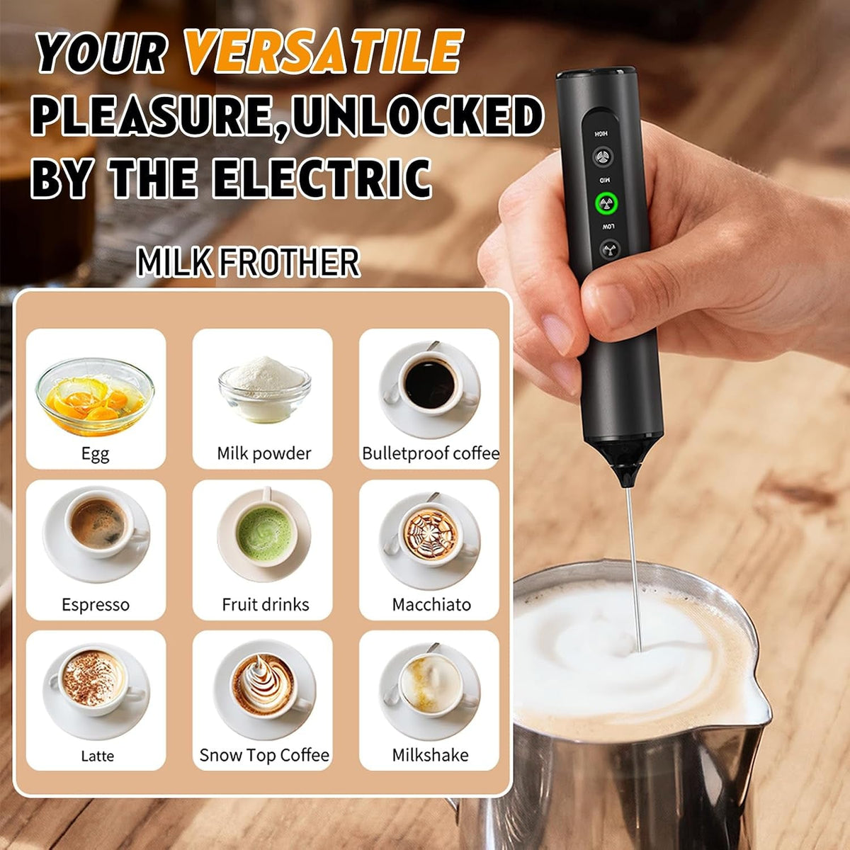 Handheld rechargeable milk frother