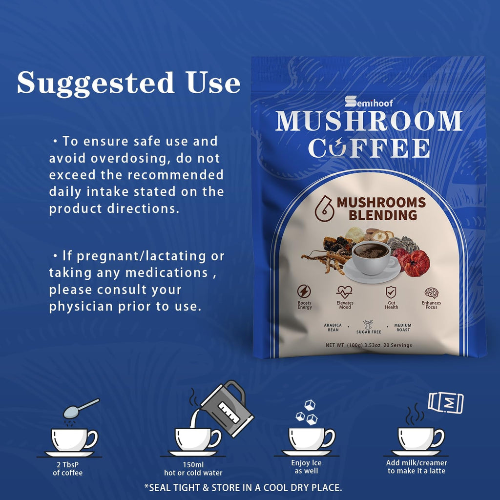 Functional mushroom coffee with adaptogens