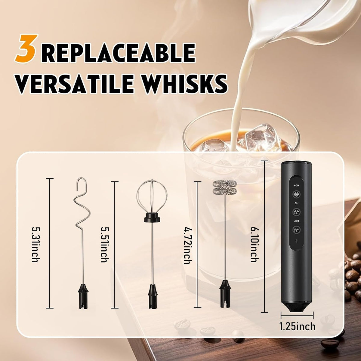 Handheld rechargeable milk frother