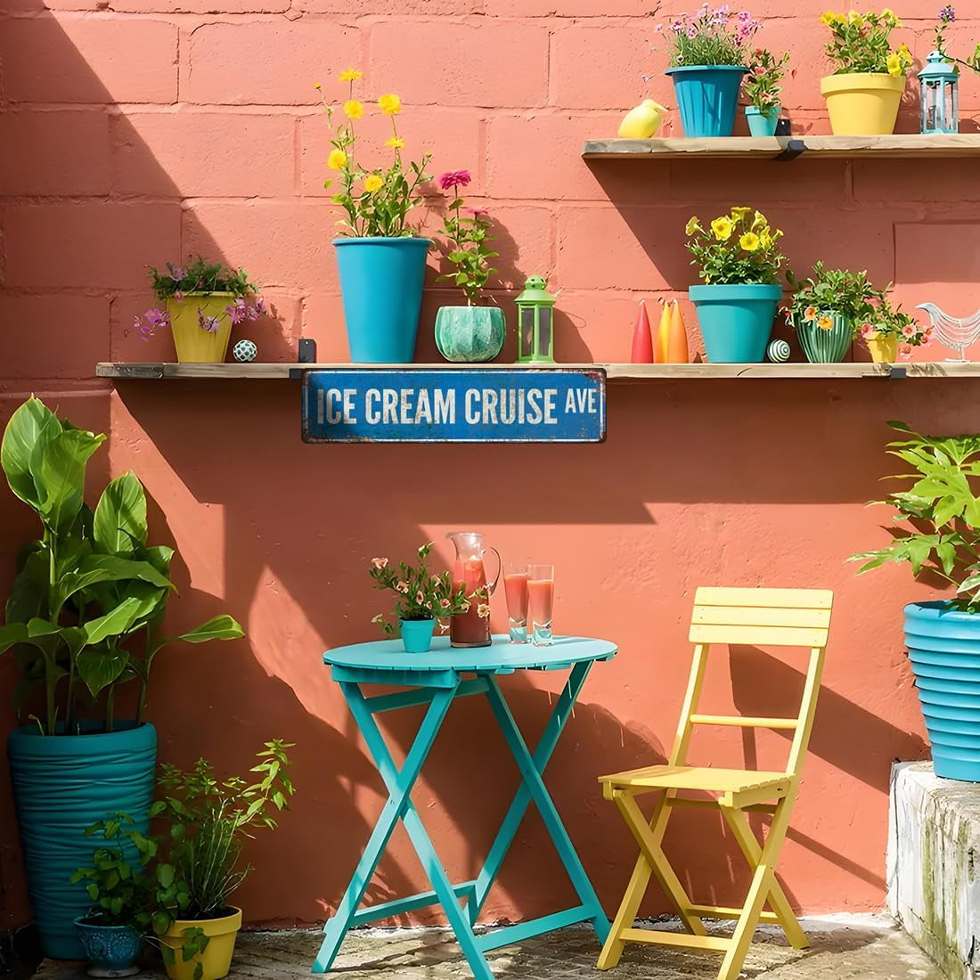 Vintage metal street sign wall art