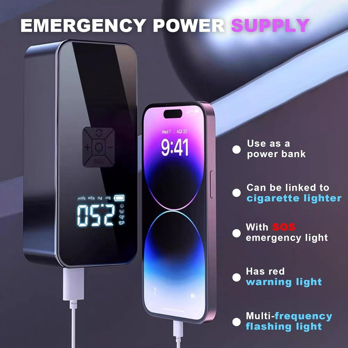 Portable jump starter with air compressor