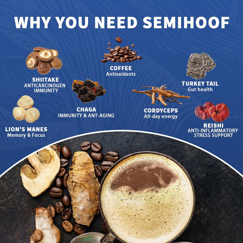 Functional mushroom coffee with adaptogens