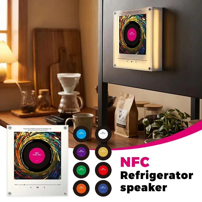 NFC music fridge magnet side angle