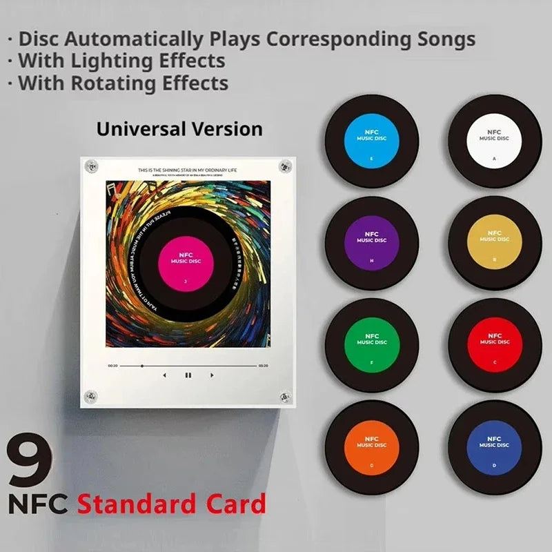 NFC vinyl record fridge magnet speaker with night light