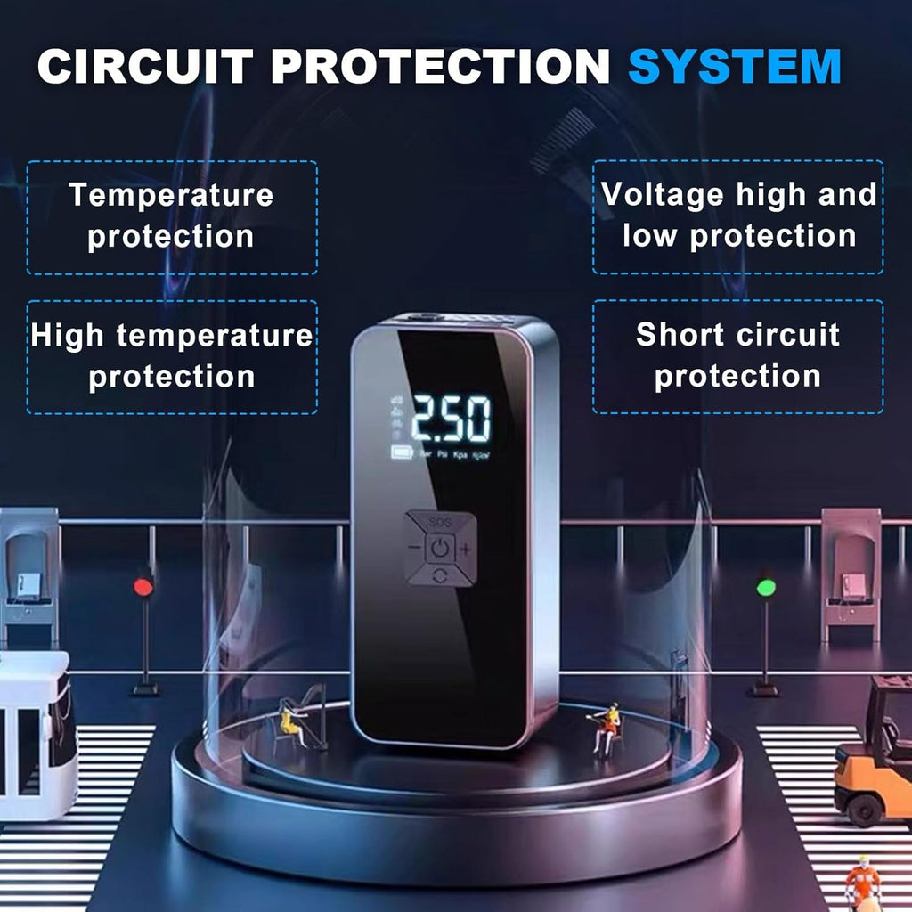 Portable jump starter with air compressor