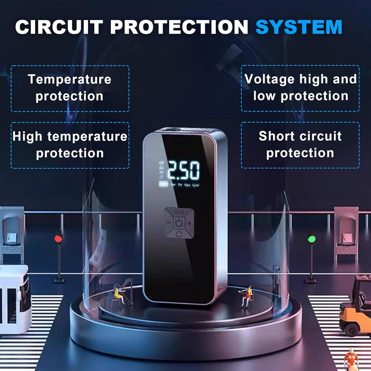 Portable jump starter with air compressor