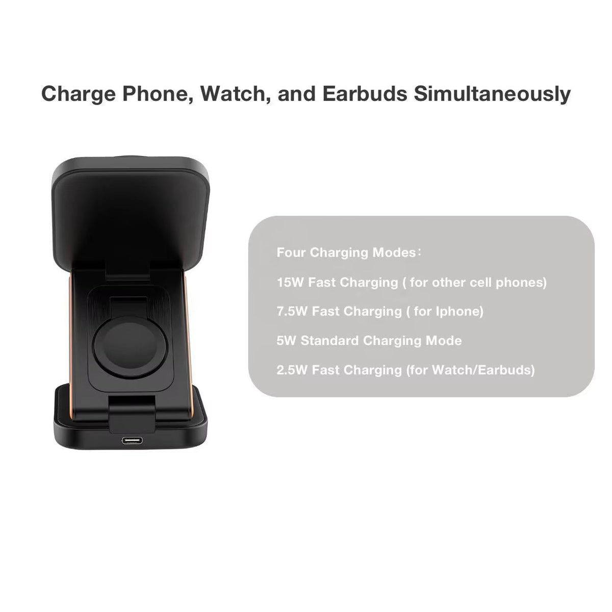 Foldable 3-in-1 magnetic wireless charging dock