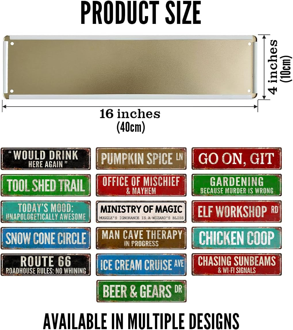 Vintage metal street sign wall art