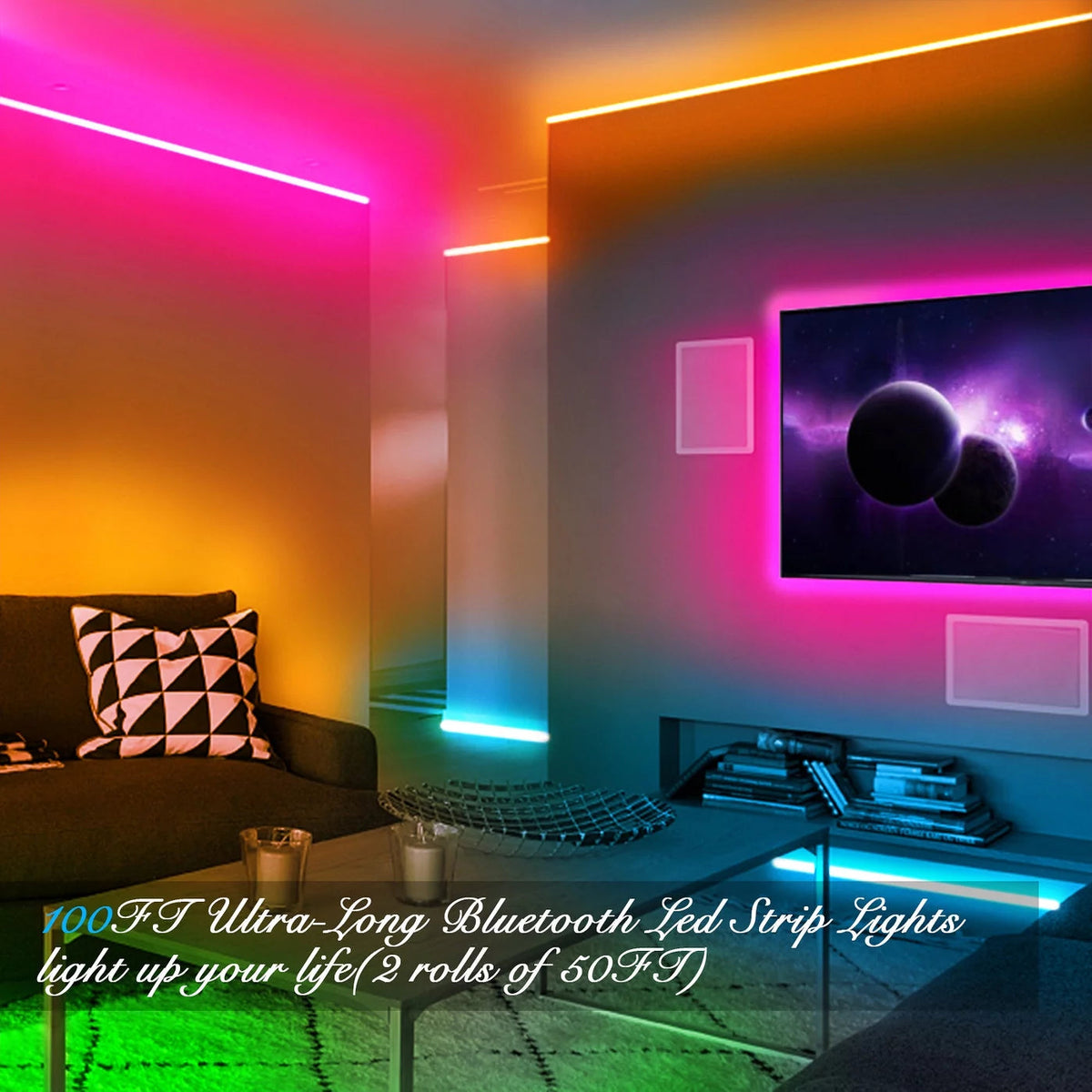 RGB LED strip lights with music sync