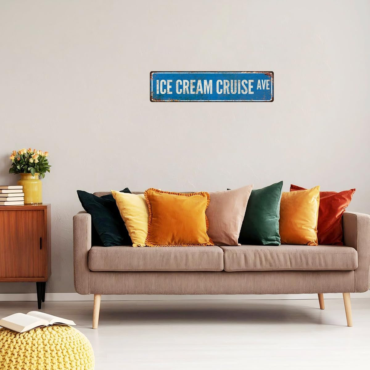 Vintage metal street sign wall art