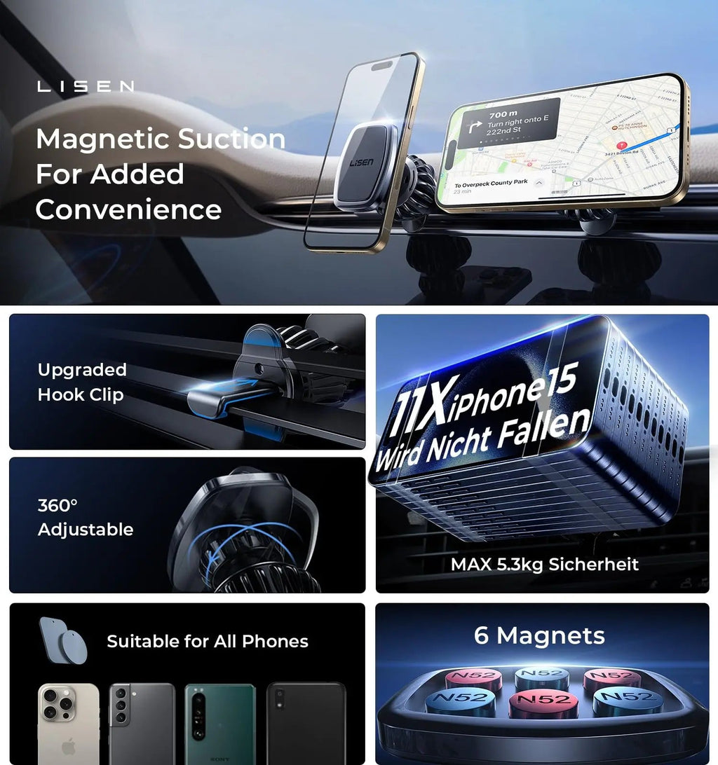 Magnetic phone car mount