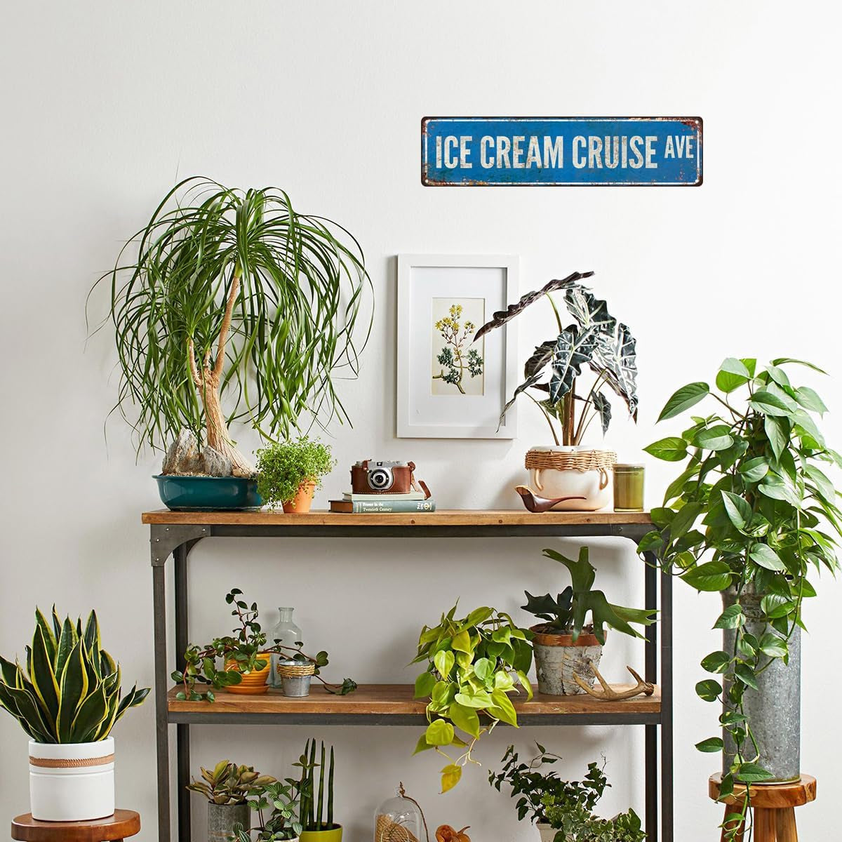 Vintage metal street sign wall art