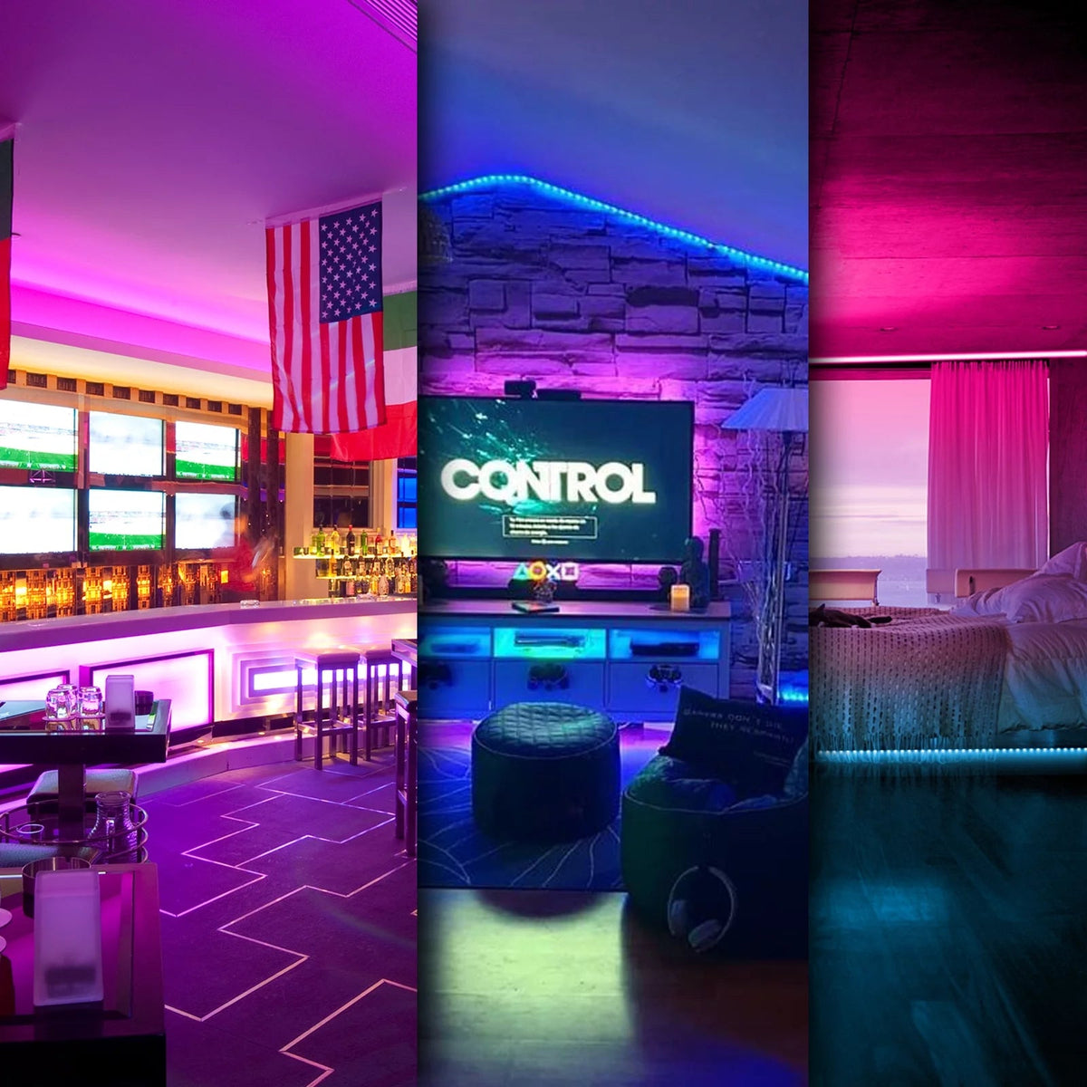 RGB LED strip lights with music sync